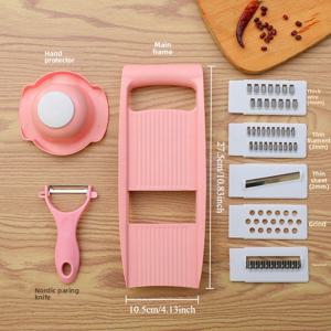 TEMU 1세트, 7-in-1 야채 슬라이서, 다기능 과일 슬라이서, 수동 식품 강판, 야채 강판, 커터, 감자 강판, 가정용 감자 다지기, 주방용품, 주방 도구