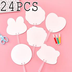 TEMU 다용도 팩 비정형 부채, DIY 부채, 멀티 스타일 무지 페인팅 부채