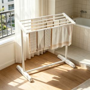 TEMU 화이트 사다리꼴 상단 수건걸이, 가정용 욕실 수납 선반, 발코니 행주 걸이, 수건 건조 솔루션