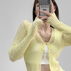 TEMU 2026 여름용 가벼운 반팔 V넥 솔리드 컬러 가디건, 긴소매 의류