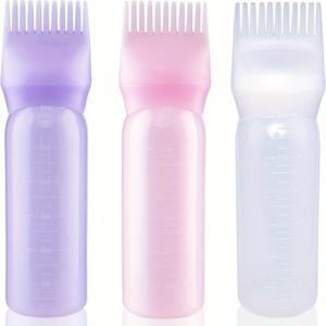 TEMU 3개입, 대용량 뿌리 빗 어플리케이터 병 – 6Oz 냉장고 보관 가능, 무향, 직사각형 용기 (계급 마크 및 부드러운 브러쉬 포함)로 균일한 염색 적용