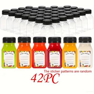 TEMU 4Oz/118Ml 용량 누출 방지 투명 플라스틱 주스 병 - 주스, 스무디, 우유 및 홈메이드 음료에 적합 - 대량 음료 용기, 랜덤 스티커 스타일