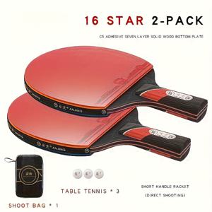 TEMU An 16 Star 정품 탁구 라켓 프로페셔널 싱글 라켓 핸들 수평 핸들 정품 탄소 섬유 대회 탁구 라켓 고탄성 세트 탁구 라켓