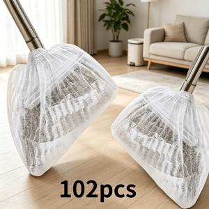 TEMU 일회용 빗자루 커버 102개, 머리카락과 먼지 부착 효과적으로 방지, 가정용 재사용 가능한 청소용 천, 거실, 침실, 주방, 가구 상판에 적합, 일회용 디자인, 플라스틱 소재, 청소 액세서리