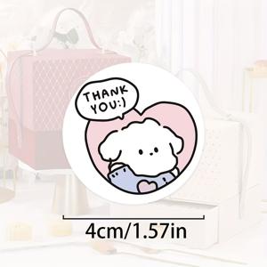 TEMU 하트 모양과 강아지 패턴이 특징인 'Thank You' 디자인의 원형 스티커 96개입. 선물 태그, 감사 카드, 포장 봉인 등에 적합합니다.