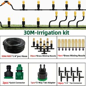 TEMU 10M-30m 야외 미스트 냉각 시스템 정원 관개 물주기용 1/4인치 분무기 노즐 4/7mm 호스 파티오 온실용