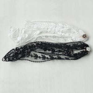 TEMU 4개 세트: 레ース 밴드 2개 + 단추 2개, 여성용 스위트 & 엣지 스타일 레이스 허리 벨트, 구슬 장식 레이스 코드, 긴 리본 디자인, Y2K/빈티지 의상에 적합