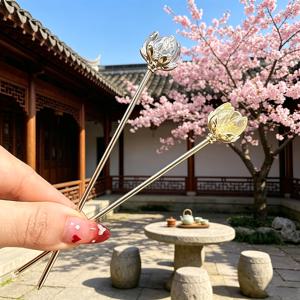 TEMU 2개 세트 우아한 꽃봉오리 머리핀, 여성을 위한 섬세한 머리핀, 심플 스타일 헤어 액세서리