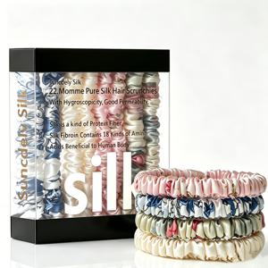TEMU Suncdelv 100% 실크 헤어 타이 세트, 우아하고 미니멀한 스타일, 22mm 두께, 단색 헤어밴드, 고품질 헤어밴드, 발렌타인데이 선물, 생일 선물 헤어밴드