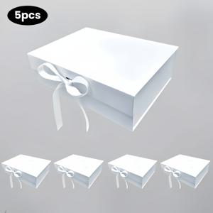TEMU 마그네틱 선물박스 5개 세트, 접이식 선물박스, 크기 10.2 X 7.5 X 3.1인치, 리본과 뚜껑이 있는 블랙 박스, 부활절, 결혼식, 약혼, 생일, 파티 선물에 완벽