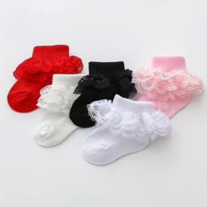 TEMU 아동용 베이비 양말 5켤레 봄가을 순수한 여아 신생아 메쉬 통기성 여름 공주 양말 아동용 레이스 레이스 레이스 레깅스