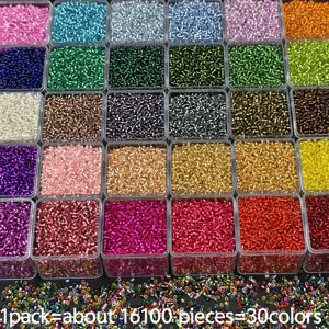 TEMU 16100개 2mm 은색 실링 유리 시드 비즈, 30가지 색상, 주얼리, 팔찌, 목걸이, 귀걸이 및 공예 비즈 장식용, 우정 선물 및 창의적인 프로젝트 비즈 장식, 주얼리 제작 용품으로 이상적