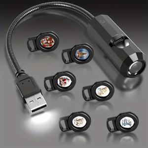 TEMU 크리스마스날 홈 조명 USB 전원 야간 조명, LED 프로젝션 램프, 6가지 패턴: 크리스마스 트리, 산타 클로스, Q 스노우맨, 침실, 거실, 서재, 축제 파티 장면 분위기 장식에 적합, 좋은 휴일 선물