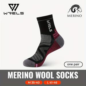 TEMU 1쌍 WRELS 울 울 스포츠 양말 - 강력한 충격 흡수 미끄럼 방지, 러닝, 하이킹, 스키, 축구, 사이클링, 농구, 요가에 적합 | 통기성 보온 울 소재 | 세탁기 사용 가능 울 운동 양말