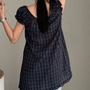 TEMU 2026 봄 여름 가을 신상 한국 스타일 싱글룩 또는 레이어드룩 스몰프레쉬 체크무늬 인형 원피스