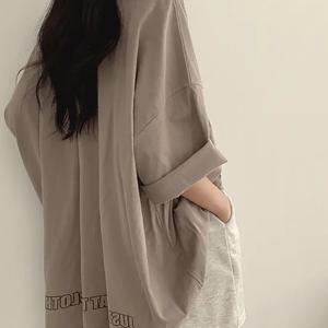 TEMU 여성 오버핏 반팔티셔츠 루즈핏 롱티셔츠 레터링 박시핏 체형커버 빅사이즈 여리여리한 편안한 여름 데일리 꾸안꾸 마실룩 등원룩
