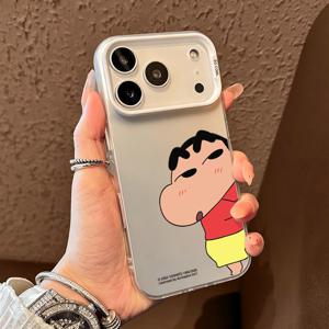 TEMU 휴대폰 케이스 - 아이폰 17//17 Pro/Air/16 Pro/15/14 Plus/13/12에 적합한 크레용신짱 케이스, 만화 애니메이션 크리에이티브 재미 프로텍터 케이스