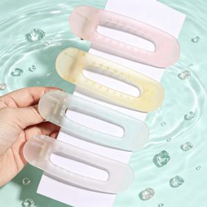 TEMU 4개 아이디어 감성 헤어 추가 젤리 홀로우 오리 부리 클립, 산뜻한 물방울 무늬 사이드 클립, 부드러운 성격 앞머리 클립, 데일리 게으른 헤어 스타일링 클립, 밝은 사탕색 흔적 없는 헤어 추가