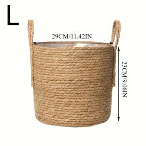 TEMU 대용량 원형 화분, 듀얼 핸들, 북유럽 디자인, 내장 플라스틱 라이너, 키 큰 식물 및 작은 식물용, 세탁 바구니 또는 수납함으로 사용 가능, 특대형 실내/실외용 식물 화분, 정원 및 거실용 대형 꽃통, 다기능 식물 바구니 원예 선물, 홈 데코