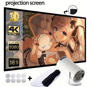 TEMU 150인치 두꺼운 울트라 HD 4K 프로젝션 스크린 (16:9 화면비), 접이식 및 휴대용으로 디자인, 주름 방지 기능, 3D 프로젝션에 적합. 야외 캠핑, 홈 시어터, 교실 및 파티에 적합