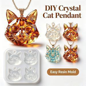 TEMU 구멍 포함 4구 고양이 참 실리콘 몰드, DIY 에폭시 수지 키체인 몰드, 재사용 가능한 공예용 몰드 또는 DIY 키체인, 목걸이, 귀걸이, 자동차 장식품 & 동물 공예품