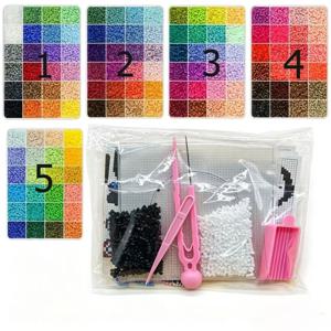 TEMU 120색 (5세트) 약 60,000개 2.6mm 빈 비즈, 다양한 도구 포함, 미니 비즈 3D 픽셀 퍼즐 비즈 수제 공예 장식 제작 퍼즐 고품질 비즈