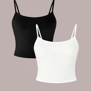 TEMU 투피스 여름 얇은 여성 미니 캐미솔 속옷 조끼 짧은 슬림핏 배꼽 노출 탑, 단색 간편 다용도 기본 스타일, 여름 다용도 데일리 편안한 슬림핏 배꼽 노출 조끼, 재미있는 트렌디 패션 외출 스트리트 스타일 핫