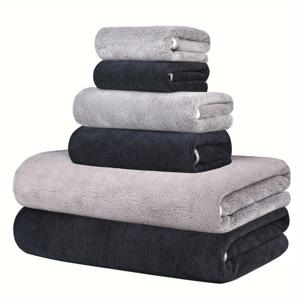 TEMU 6pcs 초소형 마이크로파이버 목욕타월 세트, 2개 목욕타월 (27 x 55인치), 2개 핸드타월 (13 x 30인치), 2개 워시클로스 ( x 13.7인치, 빠른 건조, 고흡수력 및 가벼운 다목적 욕실 타월 세트