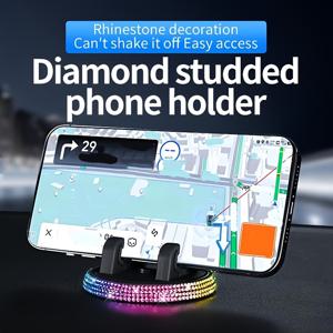 TEMU 인레이가 있는 컬러풀 업그레이드 자동차 모바일 폰 홀더 센터 콘솔용, 360도 회전 가능한 내비게이션 지지대 블랙 블루 레드 실버 핑크