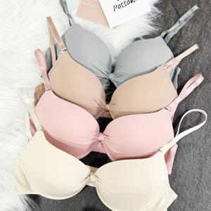 TEMU 여성용 푸시업 브라 컵 4개 - 언더와이어 풀 버스트 리프트, 탈착 불가한 패드 인서트, 멀티 컬러 (블랙/네이비/베이지/브라운) - 데일리 핏 브라, 아름다운 몸매 연출, 와이어 디테일 (손세탁 전용)