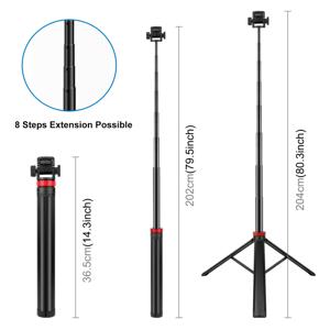 TEMU PULUZ 2M/78.7인치 8단 알루미늄 합금 방송용 필 라이트 브래킷 텔레스코픽 삼각대 (블랙)