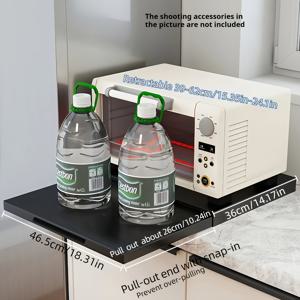 TEMU 주방 풀아웃 트레이 오븐 랙, 주방 조리대 공간 절약 랙, 금속 스틸 접이식 전자레인지 오븐 랙, 금속 풀아웃 접이식 주방 조리대 랙