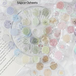 TEMU 스크랩북킹, 저널링, 문구류, 미술 용품용 빈티지 왁스 실 캔디 스티커 54개/3세트, 봉투 봉인 및 저널 장식용 실 스티커