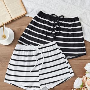 TEMU 여성용 심플 데일리 흑백 수면 반바지 2팩