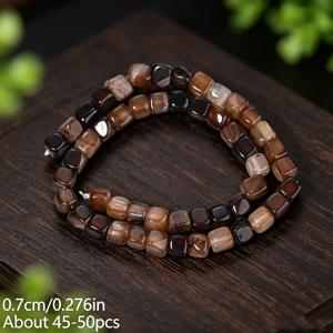 TEMU 7mm 천연석 커피색 줄무늬 마노 사각형 간격이 있는 루즈 비즈, DIY 주얼리 제작용, 독특한 팔찌, 목걸이, 귀걸이, 수공예품, 남성용 선물