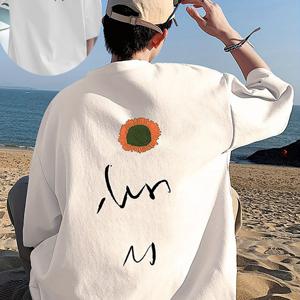 TEMU 남성 여름 패션 브랜드 반팔 남성용 루즈하고 스타일리시한 프린트 티셔츠 탑 커플용 미국 레트로 반팔 티셔츠