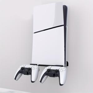 TEMU PS5 Slim(디스크 & 디지털 에디션)용 벽걸이 스탠드, PS5 Slim 콘솔 및 컨트롤러용 스틸 수직 홀더 키트, 튼튼한 플로팅형 Ps5 벽걸이 (나사 고정)