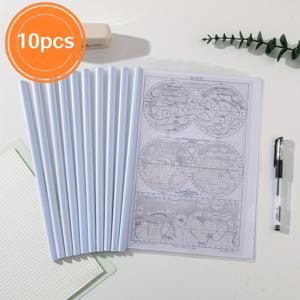TEMU 10개/세트 랜덤 색상 A4 투명 확장형 파일 폴더, 보고서 및 이력서용 강화된 레버식 아치형 클립