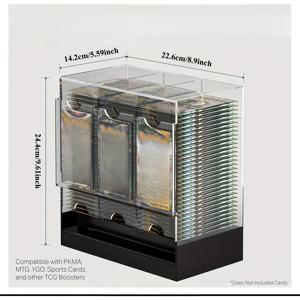 TEMU 3구 아크릴 블랙바닥 부스터 강화팩 디스펜서 - 강화팩 120개 분배용 - TCG 트레이딩 카드 강화팩 및 스포츠 카드 강화팩과 호환