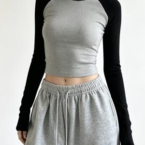TEMU 여름 가을 여성용 긴팔 타이트 티셔츠, 캐주얼 외출 데이트 야외 베이스 레이어에 적합, 여성 티셔츠