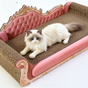 TEMU 업그레이드된 올인원 유럽풍 화려한 대형 고양이 스크래칭 보드 - 내구성 좋고 이물질이 없는 고양이 발톱 스크래쳐, 고양이 소파 고양이 침대 고양이 스크래칭 보드, 고양이 집사를 위한 필수품 고가치 고양이 발톱 갈이 장난감, 새로운 공법의 스크래치 방지 및 털빠짐 없는 고밀도 스크래칭 보드