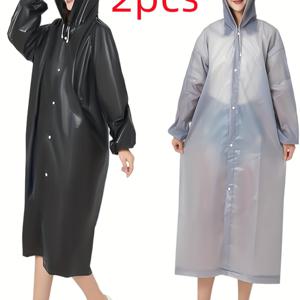 TEMU 2개 세트 블랙 & 그레이 어덜트 , 여행 및 아웃도어 사이클링 후드 고급 바디슈트, 휴대용 하이킹 방수복, EVA 두꺼운 풀바디 커버올