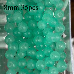TEMU 8mm 투명 호수 녹색 유리 원형 비즈 35개, 밝고 광택 있는 매끄러운 루스 비즈, 팔찌 목걸이 귀걸이 제작에 이상적, 프레쉬 핸드메이드 주얼리 제작 용품, 배터리 없음