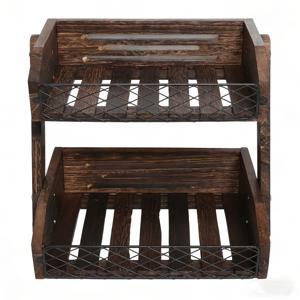 TEMU 2단 욕실 상판 정리함 (서랍 및 바구니 포함), 나무 데스크탑 수납 랙, 화장대 수납 상자, 욕실 정리 카운터 선반