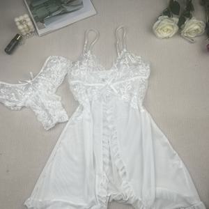 TEMU 레이스 패턴, 네트 원단, 슬릿 디자인으로 섹시한 잠옷 (속옷 무료 증정)