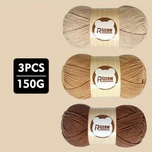 TEMU 모란디 멀티 컬러 얀 3개 세트, 총 150G, 두께 2mm, 할로윈 수공예 창의적인 선물, 코바늘 모자, 옷, 스카프, 담요, 장갑 및 작은 공예 프로젝트, 뿐만 아니라 주얼리 제작에 적합
