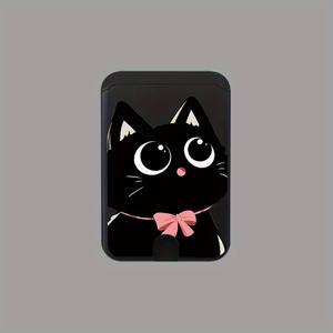 TEMU 귀여운 고양이 패턴 강력 자석 카드 홀더, 부드러운 터치감, 스타일리시하고 내구성 있는 PC 소재. 삼성, 아이폰 및 기타 자석 폰/케이스에 적합. 은행 카드, 신용 카드, 멤버십 카드 등 1-4장 보관 가능