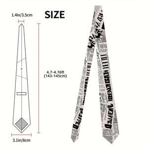 TEMU 1개 남성용 소프트 빈티지 신문 프린트 넥타이 - 소프트 폴리에스터 신문 프린트 (폭 8cm), 캐주얼 , 디너 파티, 선물 세트에 적합 - 크리스마스, 아버지의 날, 선생님 선물로 이상적 - 스타일리시하고 편안한 넥타이