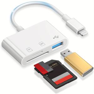TEMU 아이폰용 SD 카드 리더기, 3-in-1 라이트닝 to SD 카드 리더기 SD 디지털 카메라 어댑터, 아이폰 14 13 12 11 호환, 플러그 앤 플레이