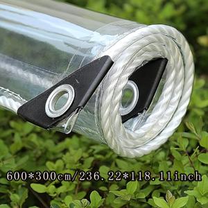 TEMU 엑스트라 두꺼운 PVC 투명 플라스틱 방수포 (그로밋 포함) / 투명 비닐 방수포 – 현관, 파티오, 울타리, 야외 가구 및 창문 덮개에 적합